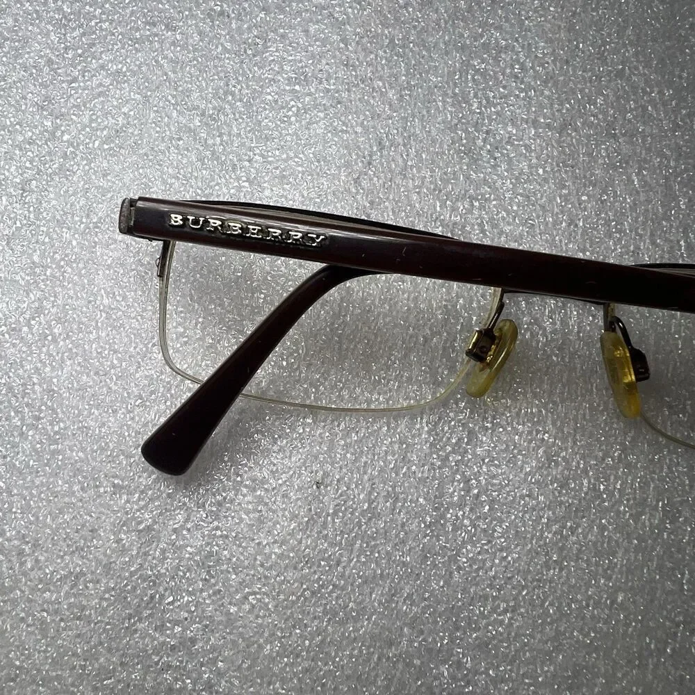 Burberry Eyeglasses B 1006 1012 Brown Half Rim Frame Only Italy 52-18-140mm